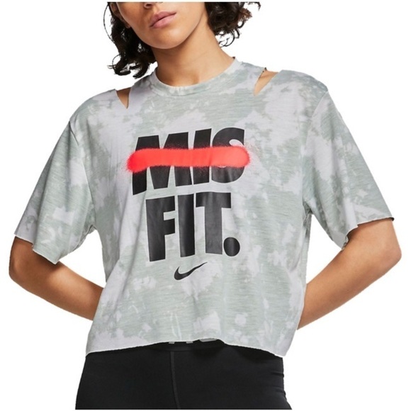 Nike Tops - Nike Plus 3X MISFIT cut out tee top tie dye cropped